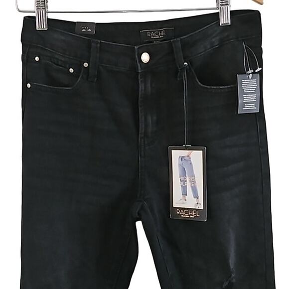 Rachel Roy Black Distressed Mid-Rise Girlfriend Jeans Size 8/29 - Picture 3 of 8